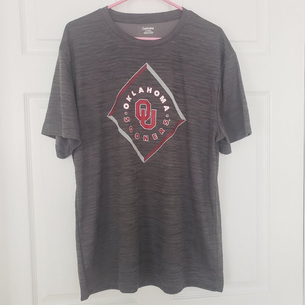 Oklahoma Sooners Men's‎ Captivating Brand Polyester T-Shirt Grey Size XL NWOT